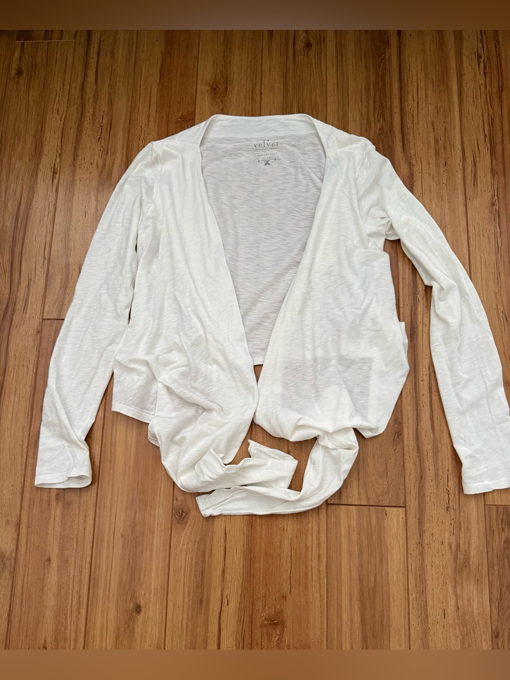 Velvet by Graham & Spencer White Open Front Tie Wrap Cardigan